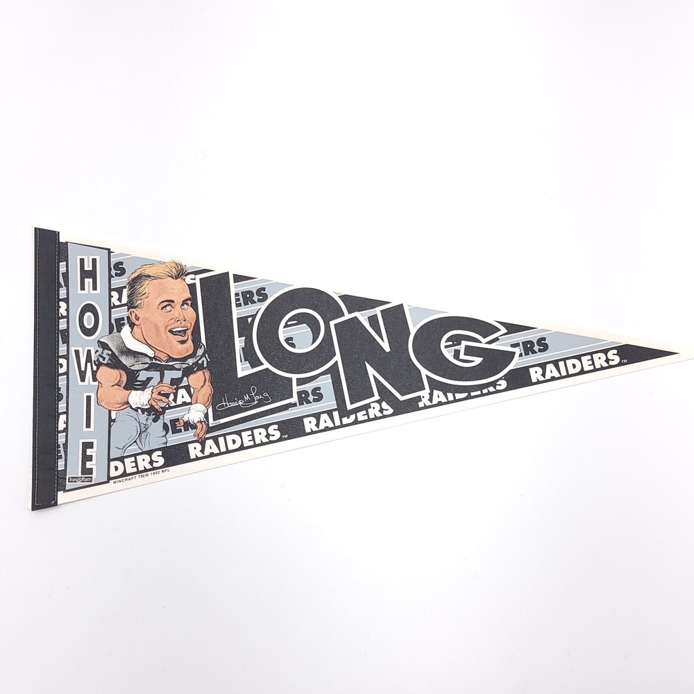 Vintage Oakland Raiders Howie Long Pennant WinCraft 1992 Silver Black Rare